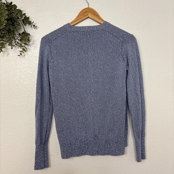 EVERLANE Crew Neck Knit Sweater Blue  Textured Pullover Women's XS - Picture 4 of 4